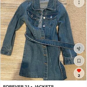 Forever 21 Dark Blue Jean Jacket with Belt
